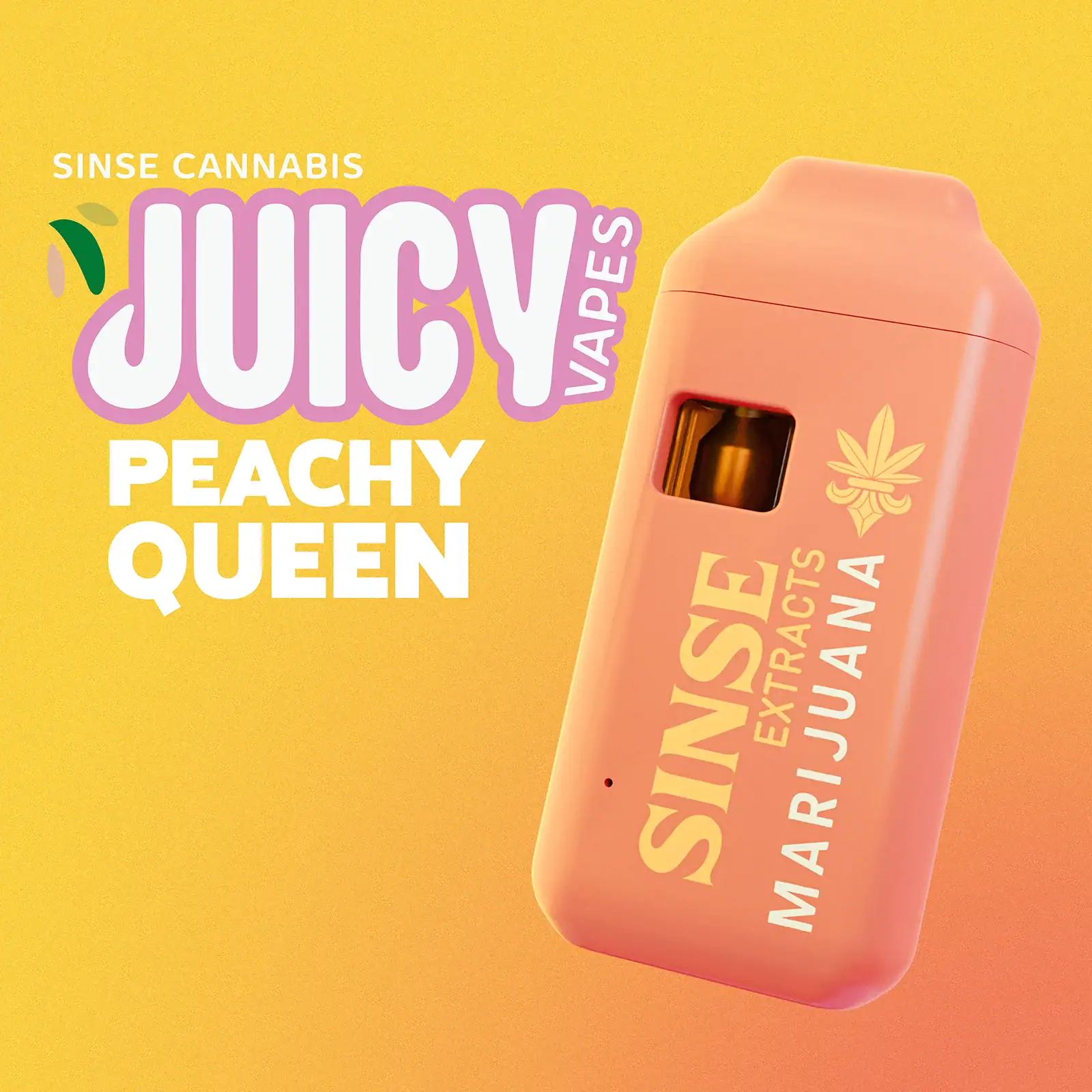 Juicy Vapes Peachy Queen cannabis vape cartridge by Sinse Cannabis.